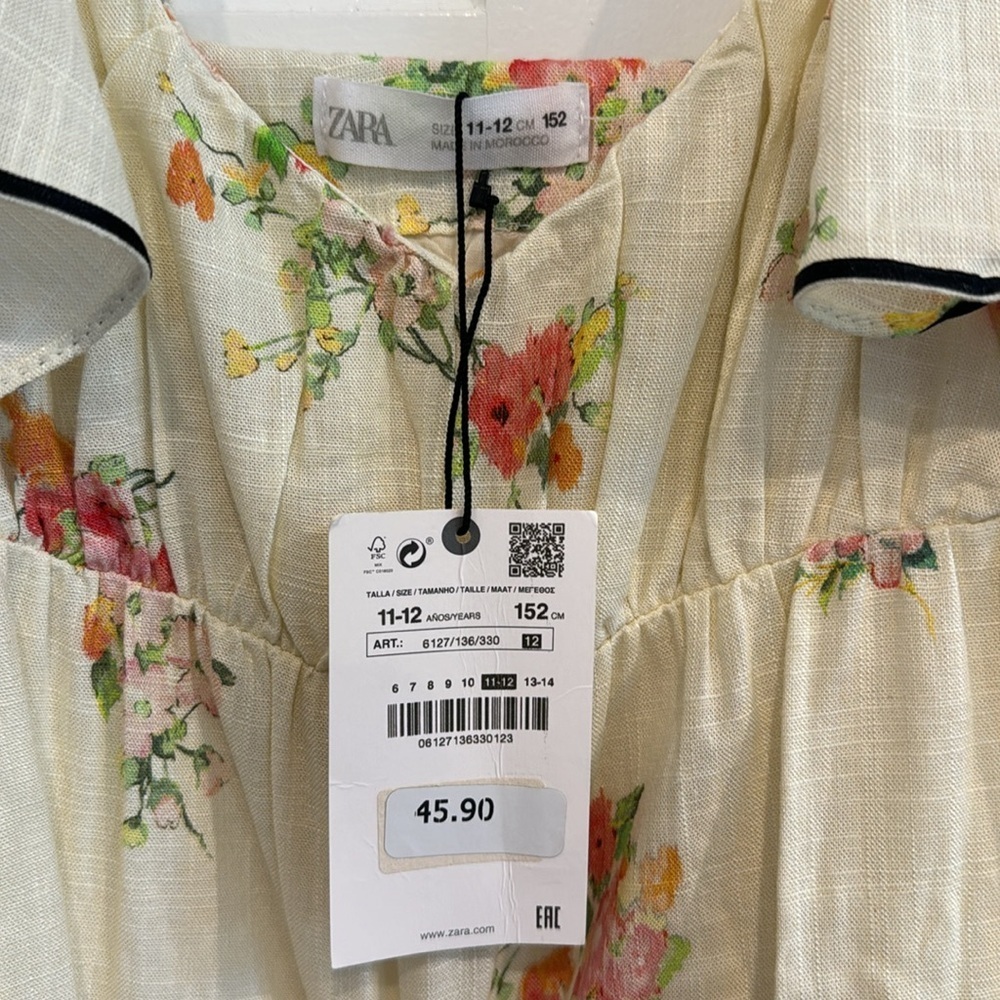 ZARA GIRL NWT PIPED WATERCOLOR DRESS - Picture 4 of 4